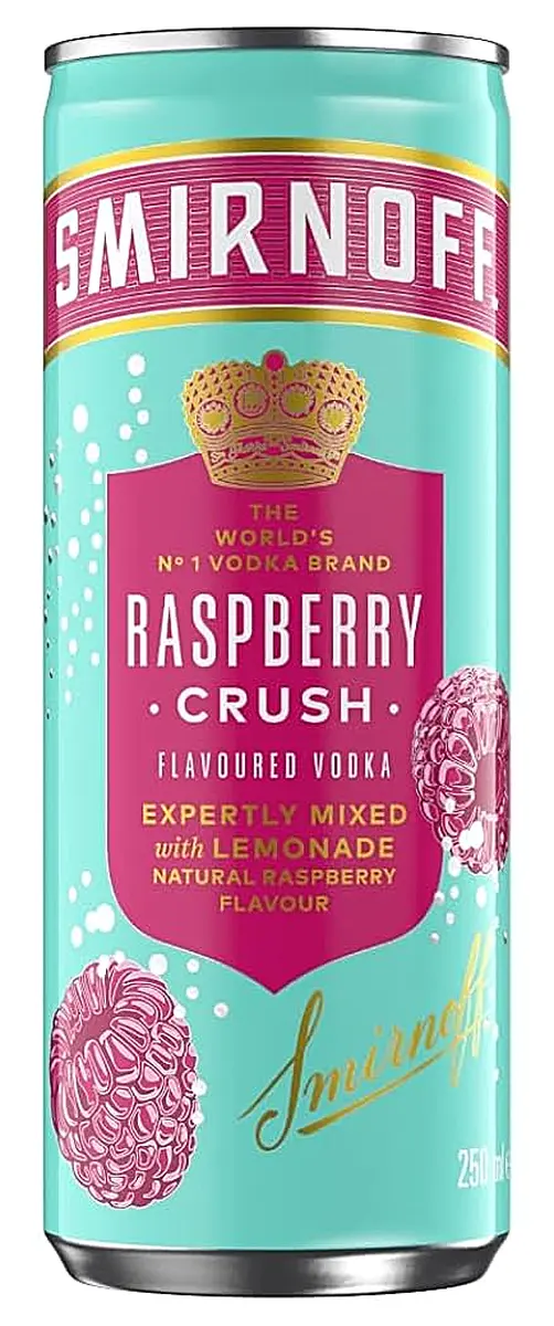 RTD - Smirnoff Raspberry Crush Cans 12x250ml - Smirnoff